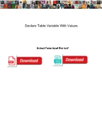 Declare Table Variable with Values