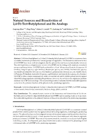 Natural Sources and Bioactivities of 2,4-Di-Tert-Butylphenol and Its Analogs
