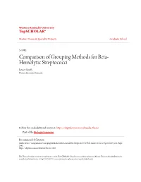 Comparison of Grouping Methods for Beta-Hemolytic Streptococci" (1982)