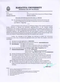 Courses and Transfer of Admissions Into