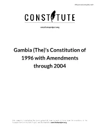 Gambia (The)'S Constitution of 1996 with Amendments Through 2004