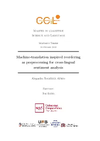 Machine-Translation Inspired Reordering As Preprocessing for Cross-Lingual Sentiment Analysis