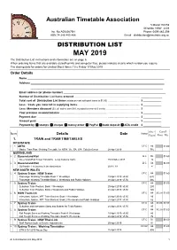 MAY 2019 the Distribution List Instructions and Information Are on Page 6