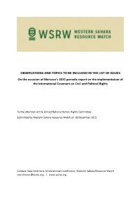 Observations and Topics to Be Included in the List of Issues