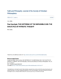 Paul Gavrilyuk, the SUFFERING of the IMPASSIBLE GOD: the DIALECTICS of PATRISTIC THOUGHT