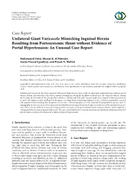 Unilateral Giant Varicocele Mimicking Inguinal Hernia Resulting from Portosystemic Shunt Without Evidence of Portal Hypertension: an Unusual Case Report
