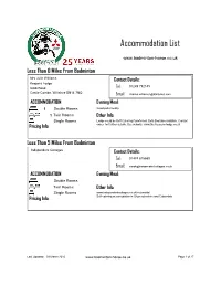 Accommodation List