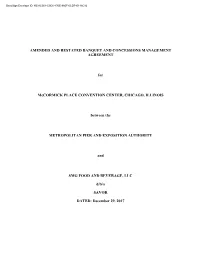 Amended and Restated Banquet and Concessions Management Agreement