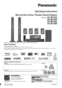 Operating Instructions Blu-Ray Disc Home Theater Sound System SC