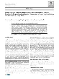 Quality Controls in Ligand Binding Assays: Recommendations And