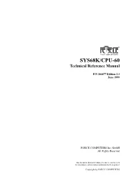 SYS68K/CPU-60 Technical Reference Manual