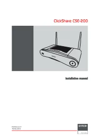 Barco Clickshare CSE-200 Installation Manual