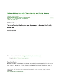 Challenges and Successes in Ending Don't Ask, Don't Tell