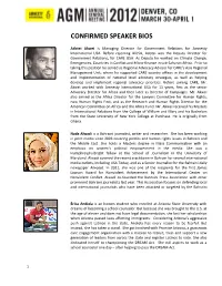 Confirmed Speaker Bios