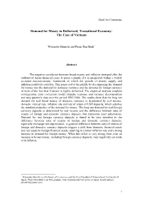 Demand for Money in Dollarized, In-Transition Economy
