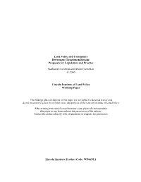Land Value and Community Betterment Taxation in Britain: Proposals for Legislation and Practice