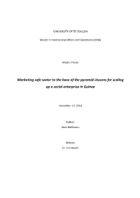 Marketing Safe Water to the Base of the Pyramid–Lessons for Scaling up a Social Enterprise in Guinea