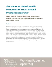 The Future of Global Health Procurement: Issues Around Pricing Transparency