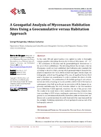 A Geospatial Analysis of Mycenaean Habitation Sites Using a Geocumulative Versus Habitation Approach
