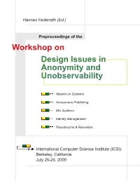 Anonymity and Unobservability