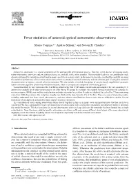 Error Statistics of Asteroid Optical Astrometric Observations