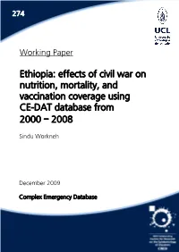 Ethiopia: Effects of Civil War on Nutrition, Mortality, and Vaccination Coverage Using CE-DAT Database from 2000 – 2008