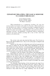 Expository Preaching: the Logical Response to a Robust Bibliology