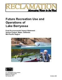 Future Recreation Use and Operations of Lake Berryessa