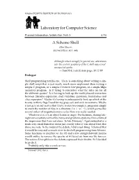 Laboratory for Computer Science a Scheme Shell