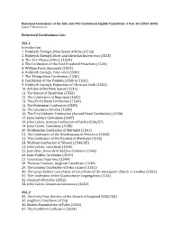 Reformed Confessions List: Vol. 1 Introduction 1. Huldrych Zwingli