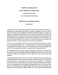 RICHARD H. DRIEHAUS PRIZE at the UNIVERSITY of NOTRE DAME TORSTEN KULKE ACCEPTANCE SPEECH (Picture