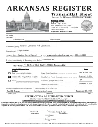 ARKANSAS REGISTER Transmittal Sheet Use Only for FINAL and EMERGENCY RULES