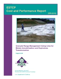 Cost and Performance Report: Grenade Range Management