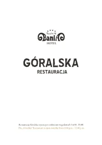 Goralska Menu