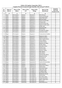 Sl. No. Name of District Name of the Block Name of the G.P Name of the Village Name of the Beneficiary Irrigation Potential