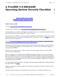 A Freebsd 4.8-RELEASE Operating System Security Checklist