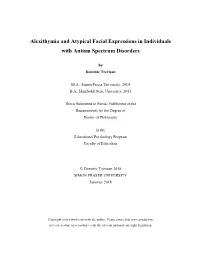 Alexithymia and Atypical Facial Expressions in Individuals with Autism Spectrum Disorders