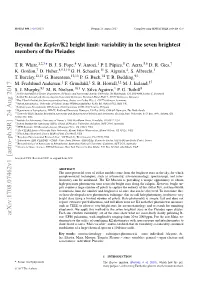 Beyond the Kepler/K2 Bright Limit: Variability in the Seven Brightest Members of the Pleiades