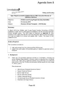 Grammar School Transport – 2018 Review Kedecision Y Decision? Reference: No Summary