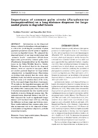 Importance of Common Palm Civets (Paradoxurus