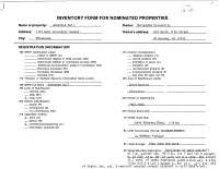 Inventory Form for Nominated Properties