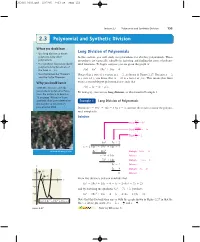 Polynomial and Synthetic Division 153