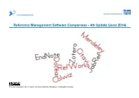 Reference Management Software Comparison - 4Th Update (June 2014)