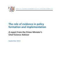 Report: the Role of Evidence in Policy Formation and Implementation