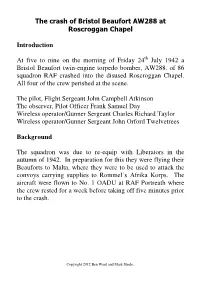 The Crash of Bristol Beaufort AW288 at Roscroggan Chapel Introduction