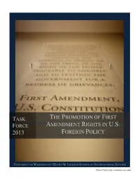 The Promotion of First Amendment Rights in U.S. Foreign Policy