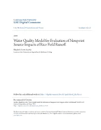 Water Quality Model for Evaluation of Nonpoint Source Impacts of Rice Field Runoff