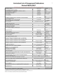 Centralized List of Disapproved Publications Revised 08/01/2017