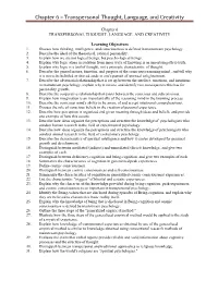 Chapter 6 – Transpersonal Thought, Language, and Creativity