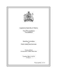 Legislative Assembly of Alberta the 27Th Legislature Third Session
